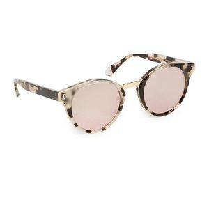 Illesteva round shades pink tint lenses gold and tortoise frame